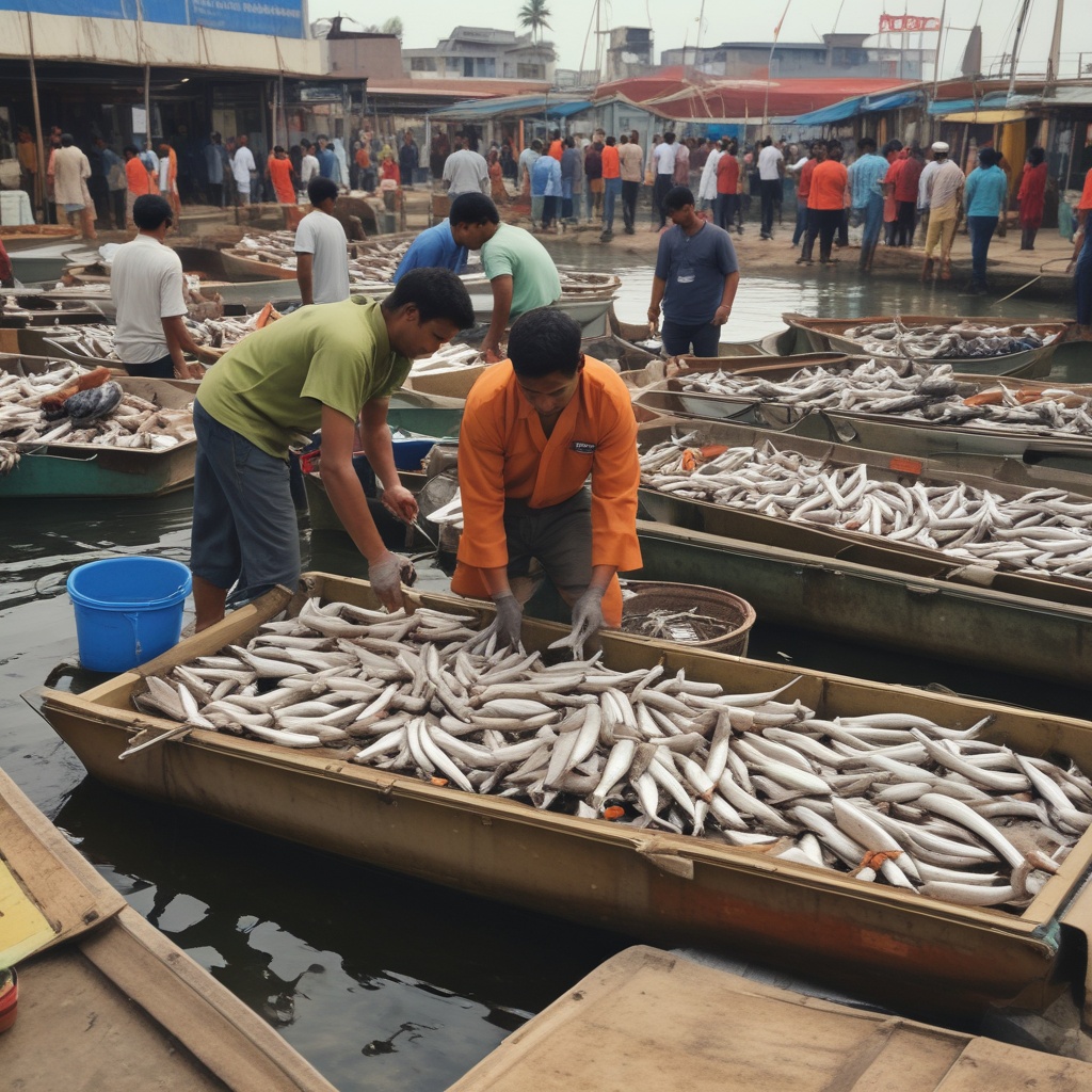 Researchers collecting data on elasmobranchs at an Indian fish market